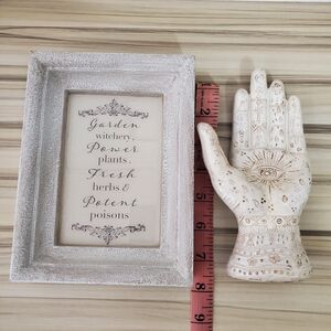 Decorative White Hand Sculpture and Frame Set